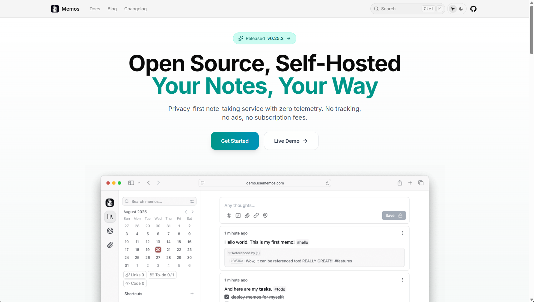 使用Docker自建笔记:Memos